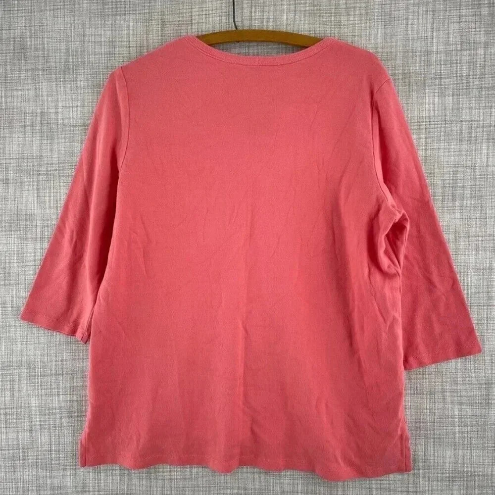 Orvis 3/4 sleeve shirt Top Womens 2157 pink 2157 - Picture 6 of 8